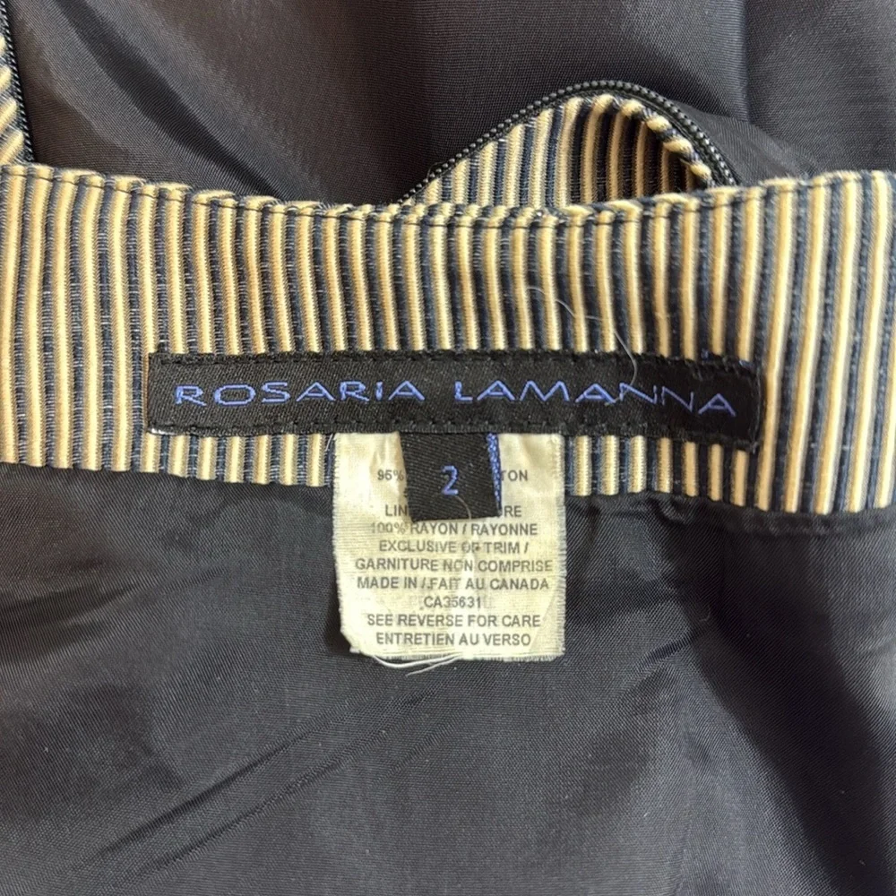 Rosaria Lamanna‎ Elegant Beige and Black Striped Knee Length Skirt Size 2